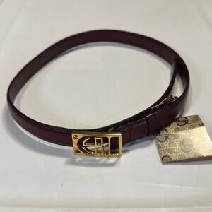 NWT Vintage Stefano Ricci Bordeaux Colored Gold Colored Buckle Belt